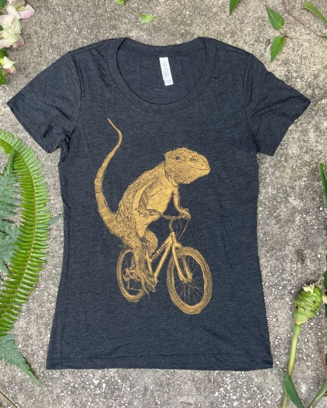 Bearded Dragon on A Bicycle Women's Shirt-- Lace Blend Ribbed Blend Corduroy Blend