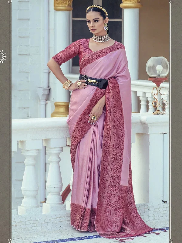 Saree Mall Women's Satin  Mauve Woven Design Designer Saree With Blouse Piece-KASHA3005 Lightweight Linen Blouse