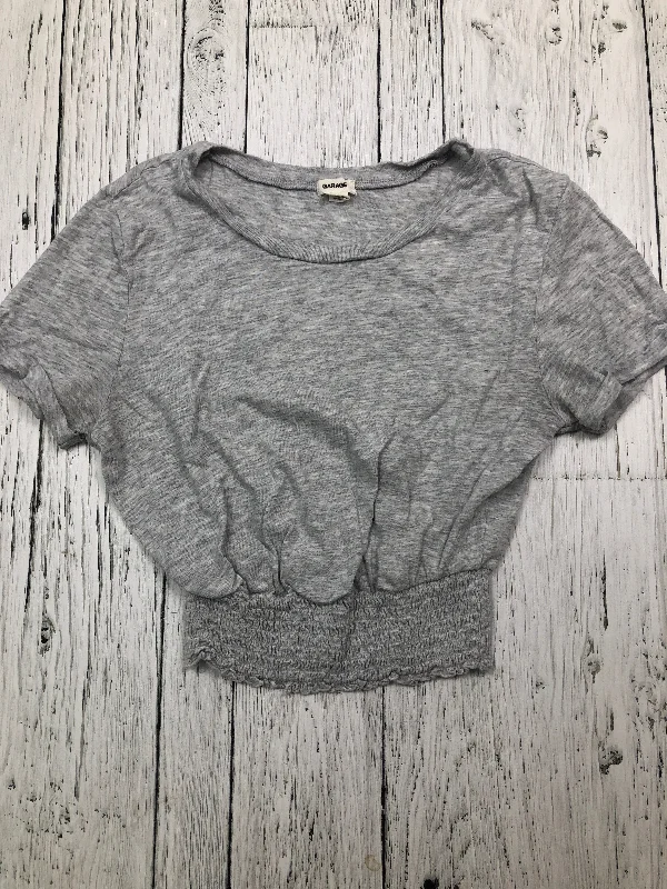 Garage grey cropped t-shirt - Hers XS-- Mesh Blend Leather Blend Suede Blend