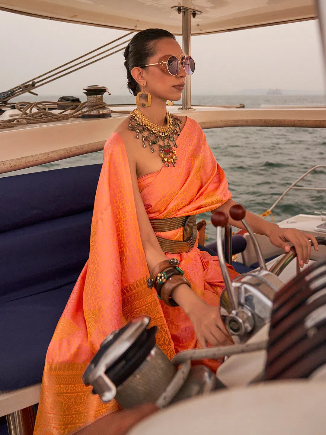 Saree Mall Women's Blend Peach Woven Design Designer Saree With Blouse Piece-KOKRO308006 Off-Shoulder Wrap Blouse Saree Mall Women's Blend Peach Woven Design Designer Saree With Blouse Piece-KOKRO308006 Off-Shoulder Wrap Blouse