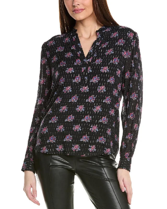 Elie Tahari The Akari Silk-Blend Blouse Sweetheart Neck Blouse