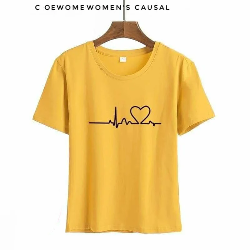 New Summer Love Printed Women's Short Sleeve Causal T-Shirts-- Machine Wash Dry Clean Hand Wash