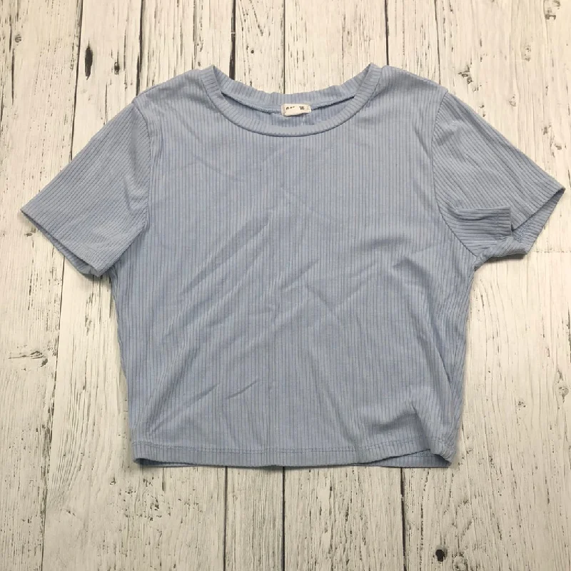 Garage blue cropped t-shirt - Hers XS-- Zippered Front Buttoned Front Snap Front
