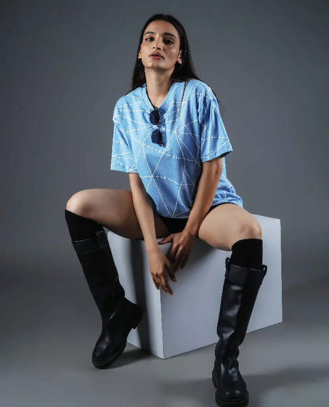 Buck Crown Overall Puff Print Oversized T-shirt-- Denim Fabric Leather Fabric Suede Fabric
