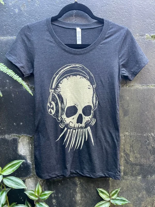 Life & Death V - The Listener Skull Women's Shirt-- Jersey Fabric Tulle Fabric Batik Fabric