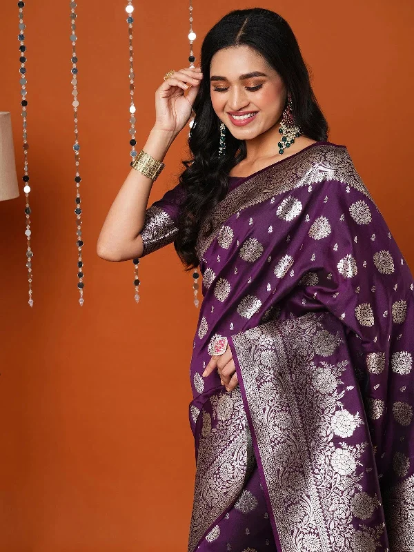 Saree Mall Women's Blend Purple Woven Design Designer Saree With Blouse Piece-17PAKHI1807 Subtle Shimmer Blouse Saree Mall Women's Blend Purple Woven Design Designer Saree With Blouse Piece-17PAKHI1807 Subtle Shimmer Blouse