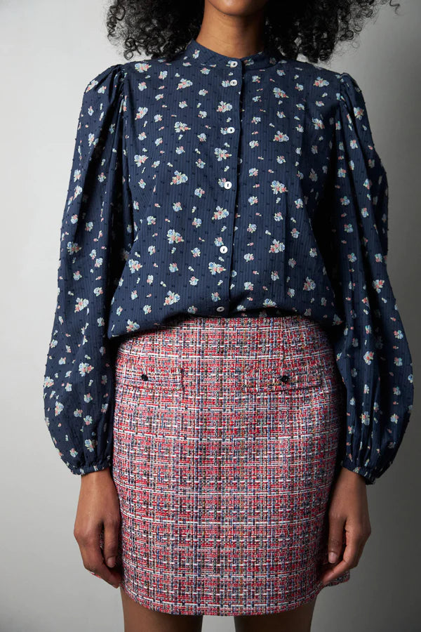 STELLA NOVA NIELLA SHIRT - DARK FLOWERS-- Welt Pockets Slit Pockets