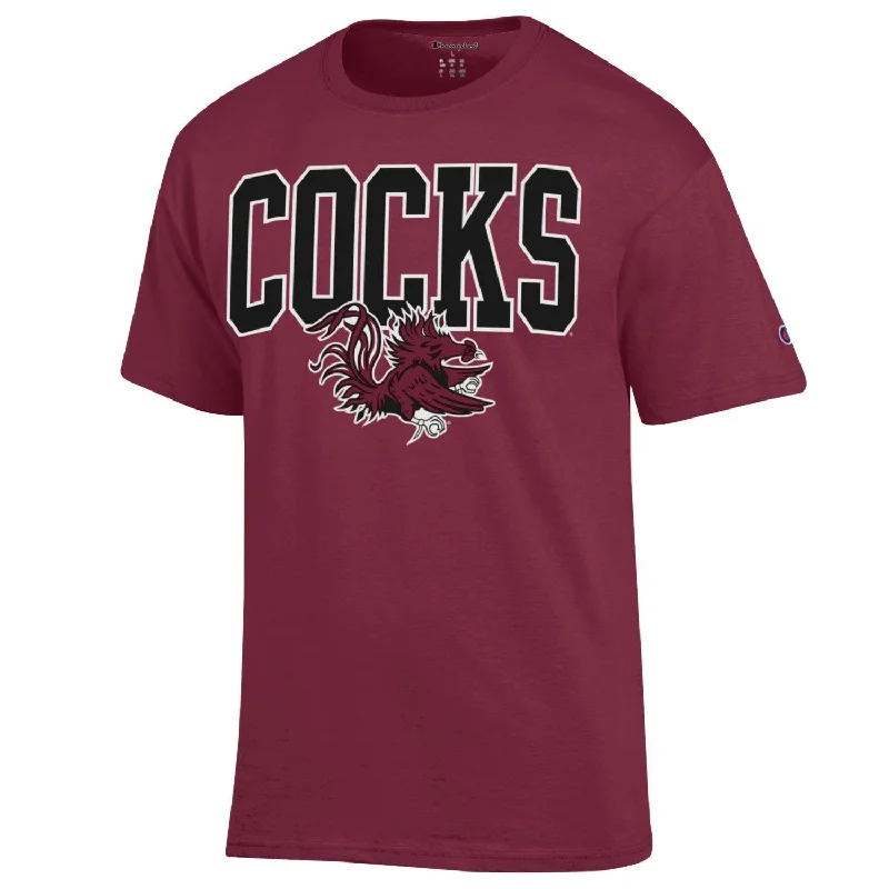 SOUTH CAORLINA GARNET COCKS WITH GAMECOCK T-SHIRT-- Oversized T-Shirt Spandex breathable