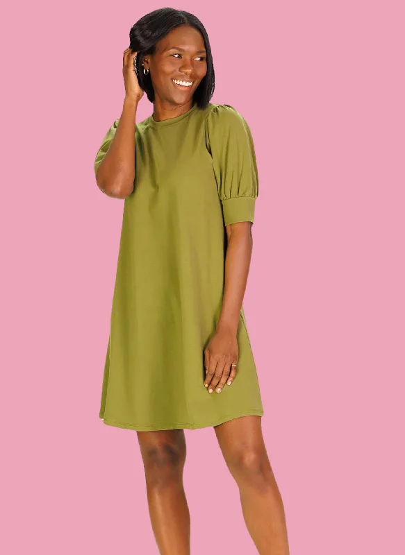 Jennifer T-Shirt Dress-- Notch Collar Peter Pan Collar Cowl Neck