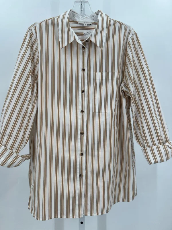 Lafayette 148 Size L Shirts (Pre-owned)-- Striped Floral Plaid