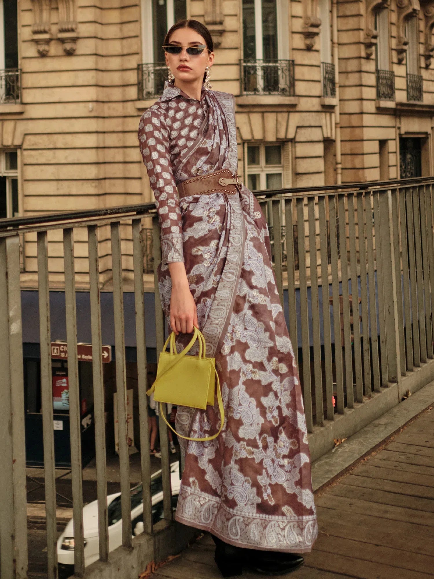 Saree Mall Women's Organza Brown Woven Design Designer Saree With Blouse Piece-KNEZA342003 Delicate Bow Blouse Saree Mall Women's Organza Brown Woven Design Designer Saree With Blouse Piece-KNEZA342003 Delicate Bow Blouse