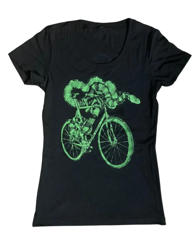 Snake on A Bicycle Women's Shirt-- Hooded Caped Shawl Collar