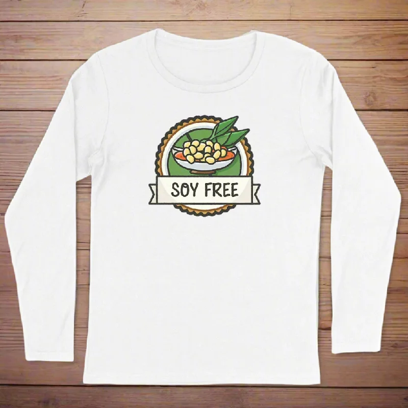 Soy Free Bowl Long Sleeve Organic Cotton Graphic Shirt-- Polka Dot Checkered Tartan