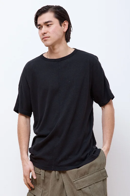 Hemp Cross Oversized T-Shirt Black-- Spandex Blend Rayon Blend Denim Blend