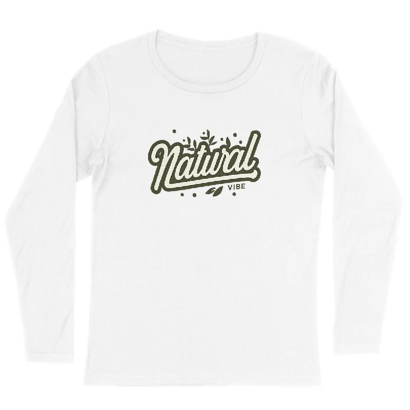 Natural Vibe Long Sleeves Organic Cotton Graphic  Shirt-- Collared Crew Neck Turtle Neck