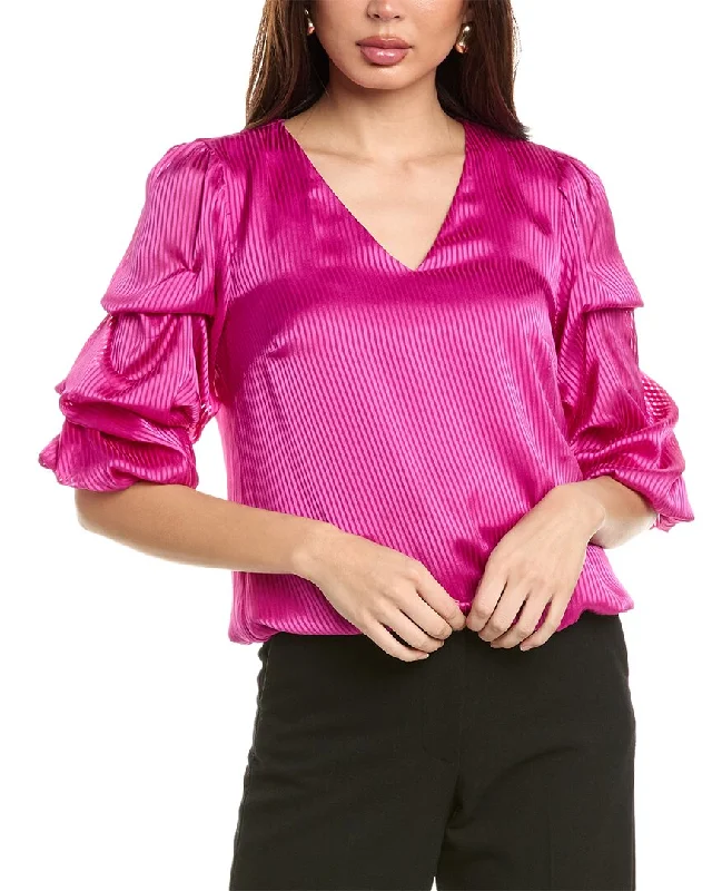 Vince Camuto Shadow Stripe Blouse Side Tie Blouse