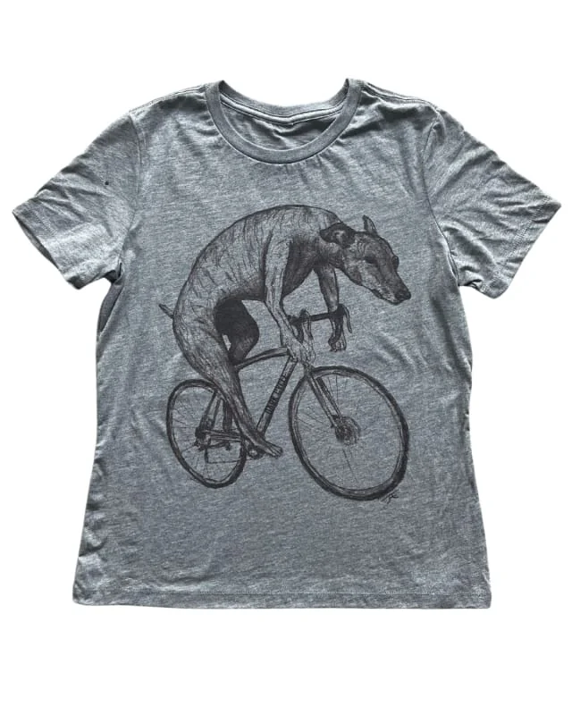Greyhound on A Bicycle Women's Shirt-- Chenille Fabric Brocade Fabric Lace Fabric