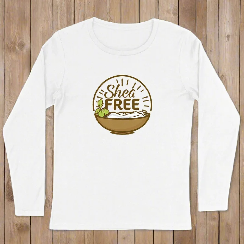 Shea Butter Free Long Sleeve Organic Cotton Graphic Shirt-- Lace Blend Ribbed Blend Corduroy Blend