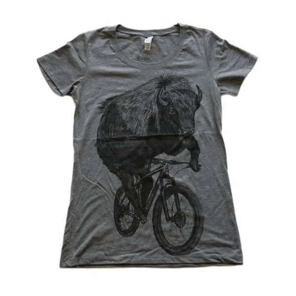 Buffalo on a Bicycle Women's Shirt-- Polka Dot Checkered Tartan