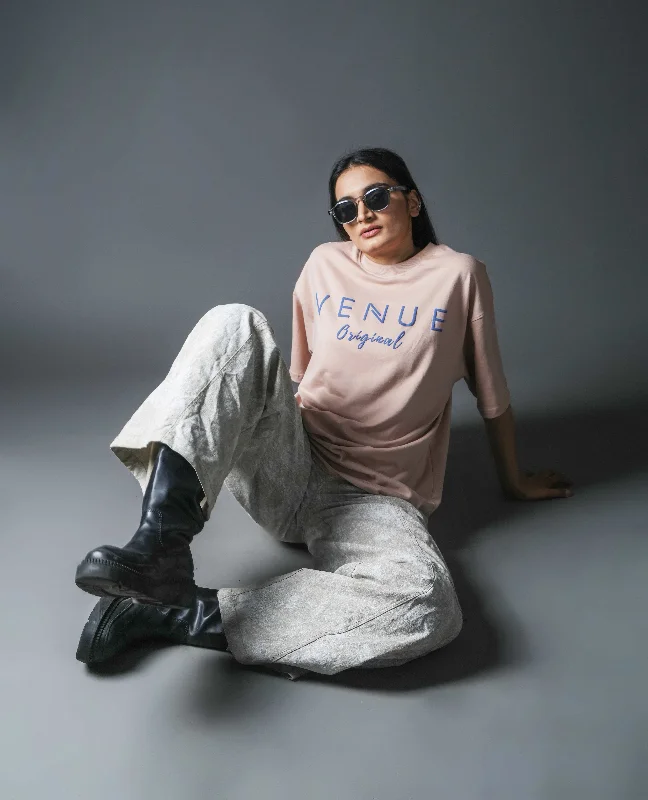 Typography Puff Print Oversized T-shirt-- Faux Fur Fabric Real Fur Fabric Shearling Fabric