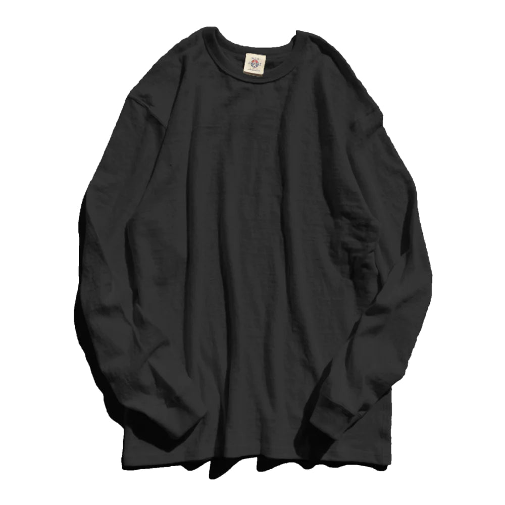 16oz Japanese Organic Cotton Long-Sleeve T-Shirt Hand-Dyed with Black Bean - Kuromame-- Chenille Blend Fleece Blend Nylon Blend