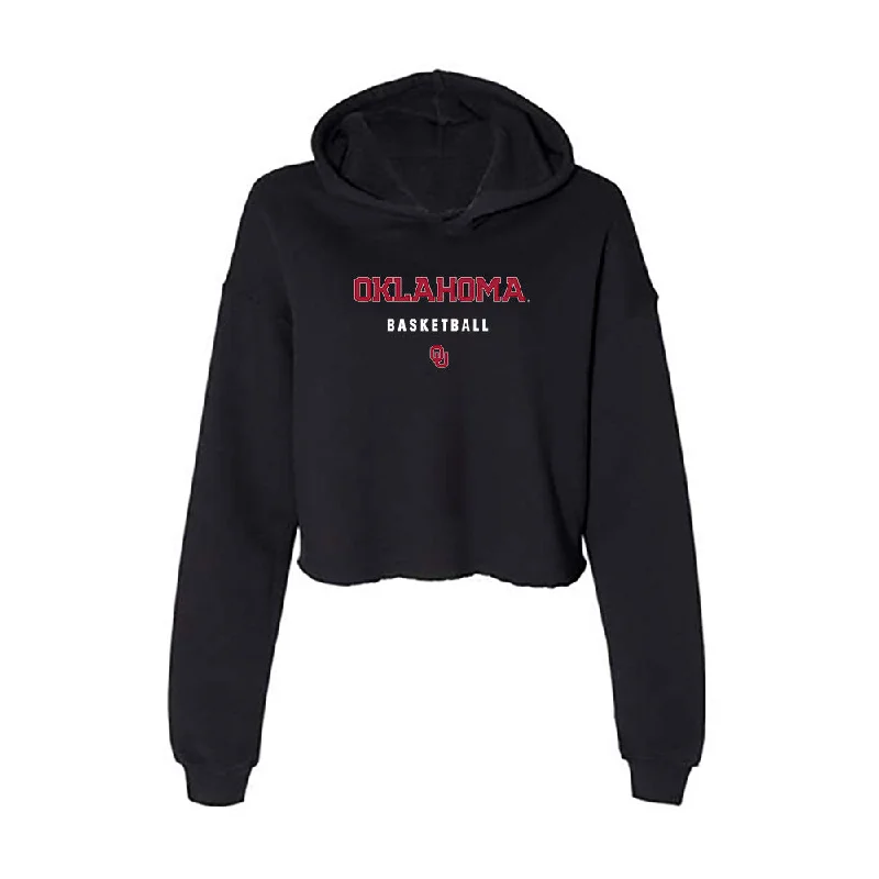 Oklahoma - NCAA Women's Basketball : Liz Scott - Women's Crop Fleece Hoodie Hoodie with Hem Frayed Vintage Worn