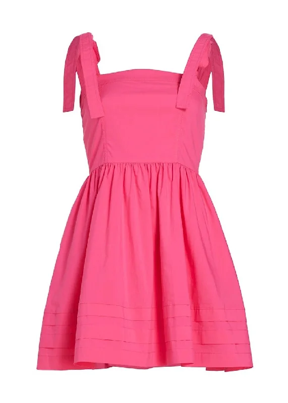 Kammy Cotton Poplin Mini Dress (Azalea) Trendy Mesh Mini Dress