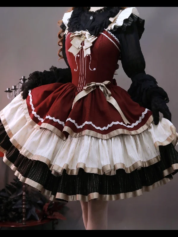Krncrlo~Cello Vintage Elegant 3 Tiered Lolita Jumper Dress Tunics Chic fashionable