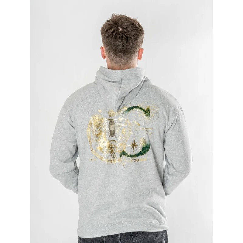 Harry Potter Unisex Grey Marl Slytherin Zodiac Hoodie Adult Hoodie with Embroidery Detailed Premium
