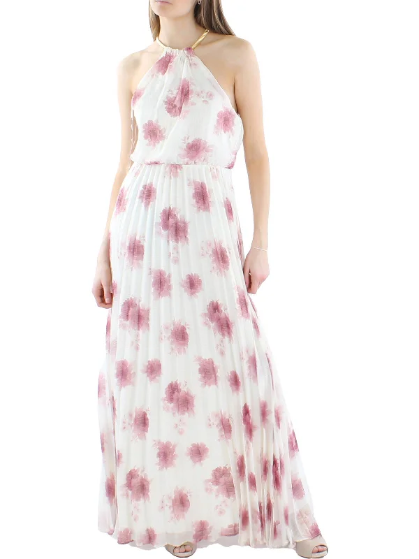 Womens Floral Print Maxi Evening Dress Tunics Leisure comfortable