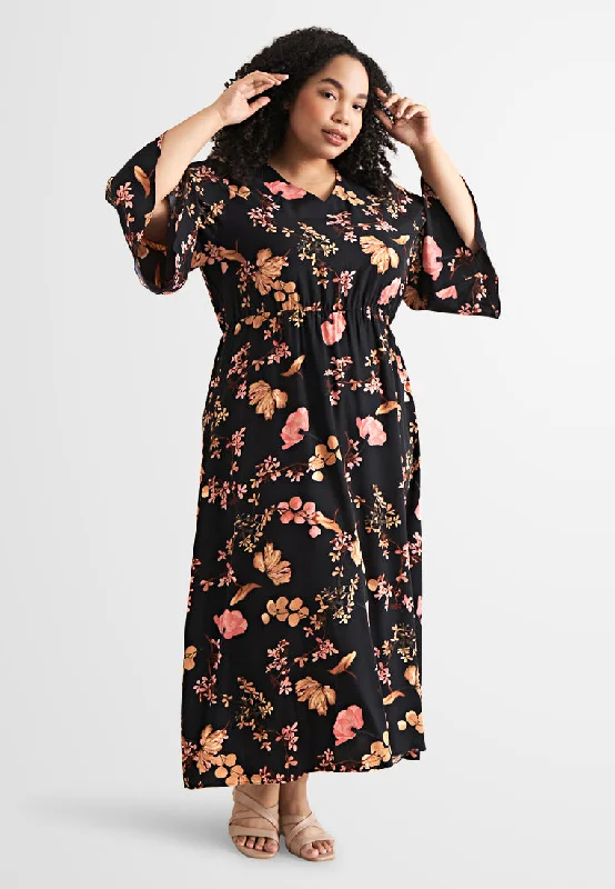 Judith V-Neck Printed Garden Party Dress Turtleneck Warm Winter