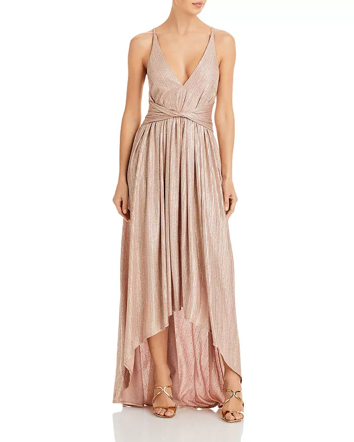 Tabitha Metallic Twist Waist High-Low Dress - Blush Tunics Top rated