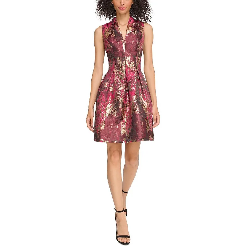 Vince Camuto Womens Metallic Jacquard Cocktail And Party Dress Tunics Wedding white