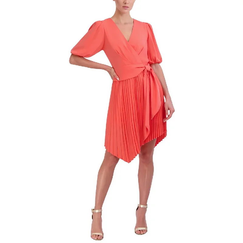 BCBGMAXAZRIA Womens Faux Wrap Pleated Cocktail and Party Dress Tunics Business professional