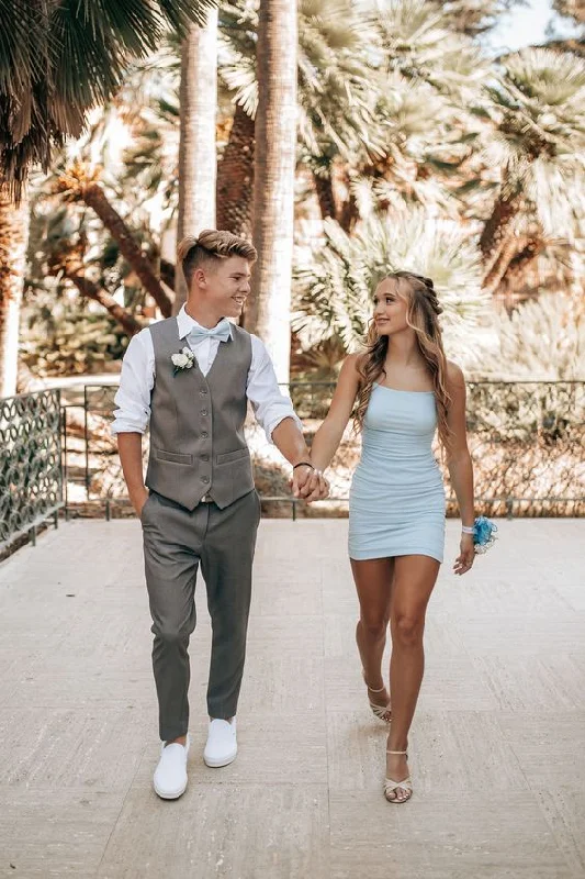 Sexy Blue Bodycon Dress,Blue Party Dress,Short Blue Homecoming Dress  Y2043 Peplum Ruffle Cocktail