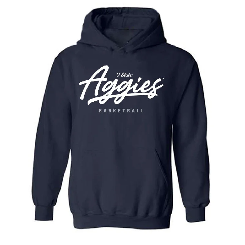 Utah State - NCAA Women's Basketball : Carlie Latta - Classic Shersey Hooded Sweatshirt Hoodie with Belted Waist Structured Tailored