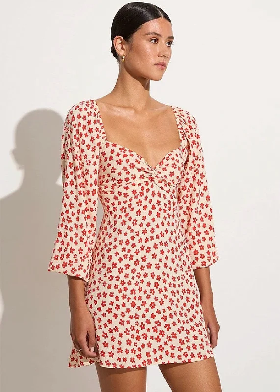 Amias Mini Dress (Red Gita Floral) Chic Puff Sleeve Mini Dress