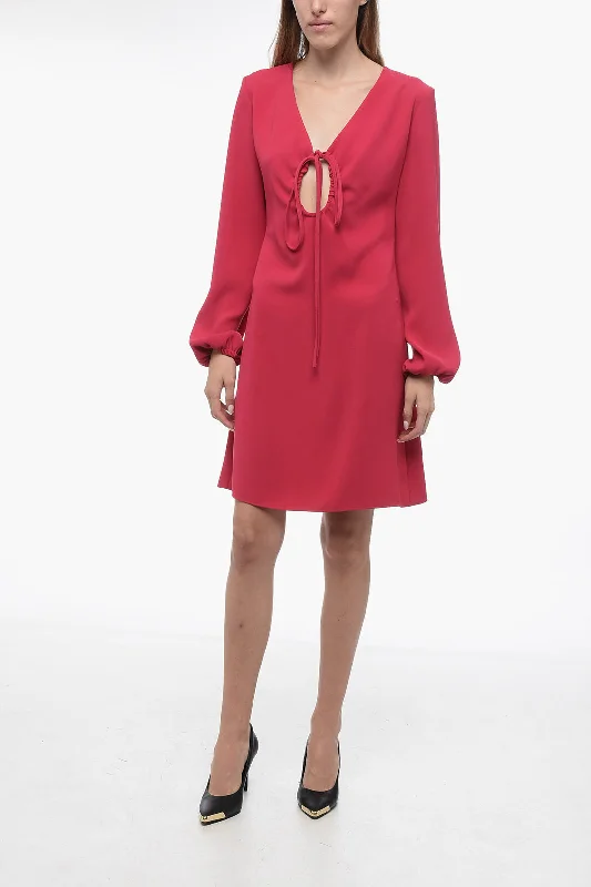 Parosh Tent Dress with Lace-Up Detail Off-the-shoulder Chic Trendy