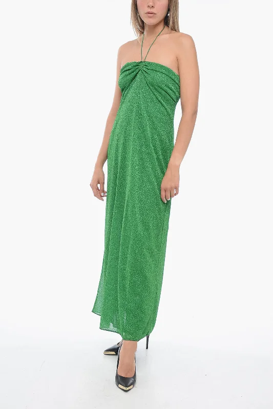 Oseree Off-Shoulder Lurex Dress with Lace-up Detail Tunics Silk luxurious