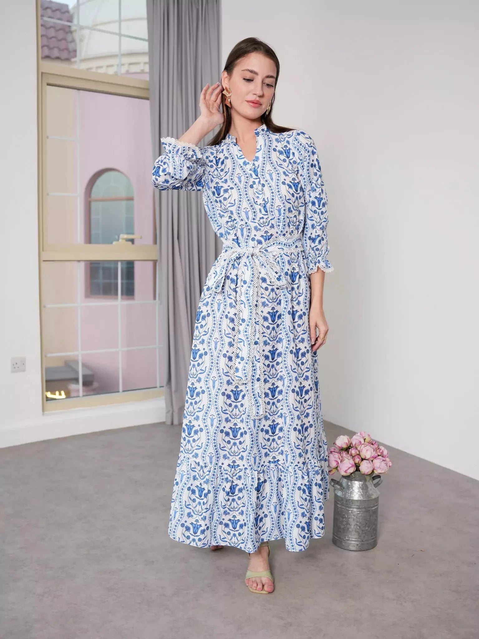 Lunaria Floral Long Dress Tunics Trendy modern