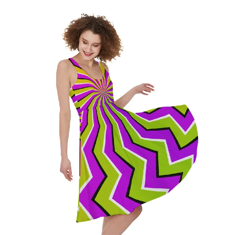 Colorful Dizzy Moving Optical Illusion Sleeveless Knee Length Dress Tunics Sophisticated sleek