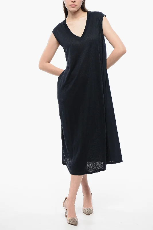 Woolrich V-neck Sleeveless Linen Dress Tunics Recommended stylist