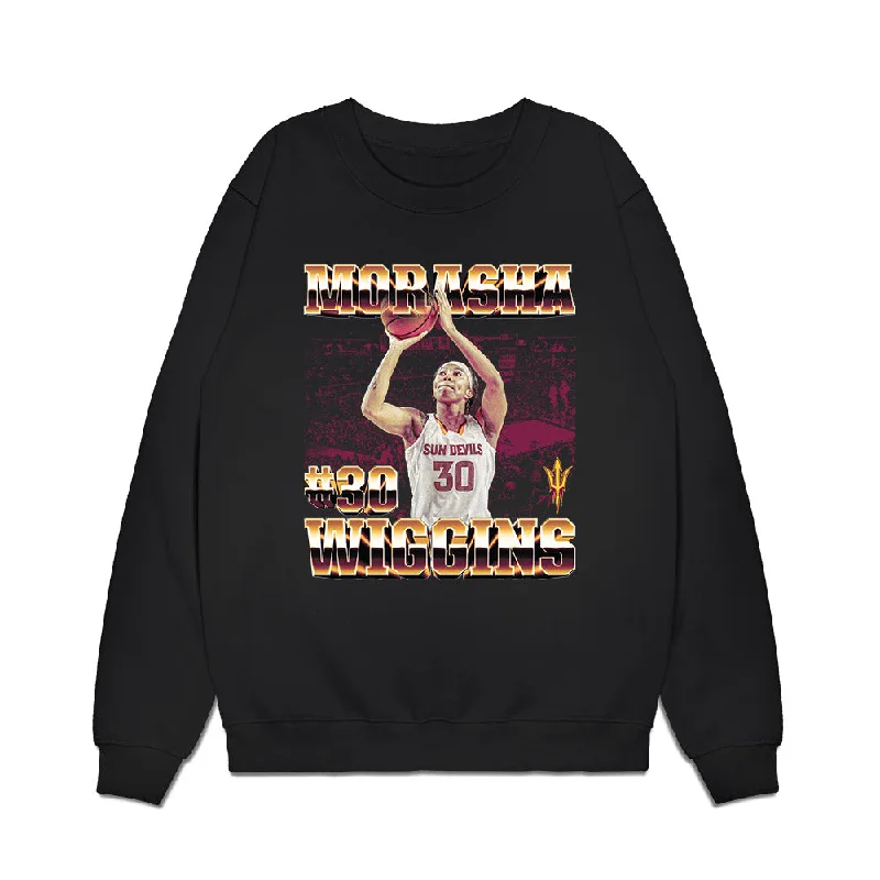 Arizona State - NCAA Women's Basketball : Morasha Wiggins - Player Collage Premium Crewneck Sweatshirt Hoodie with Patch Decorative Personalized