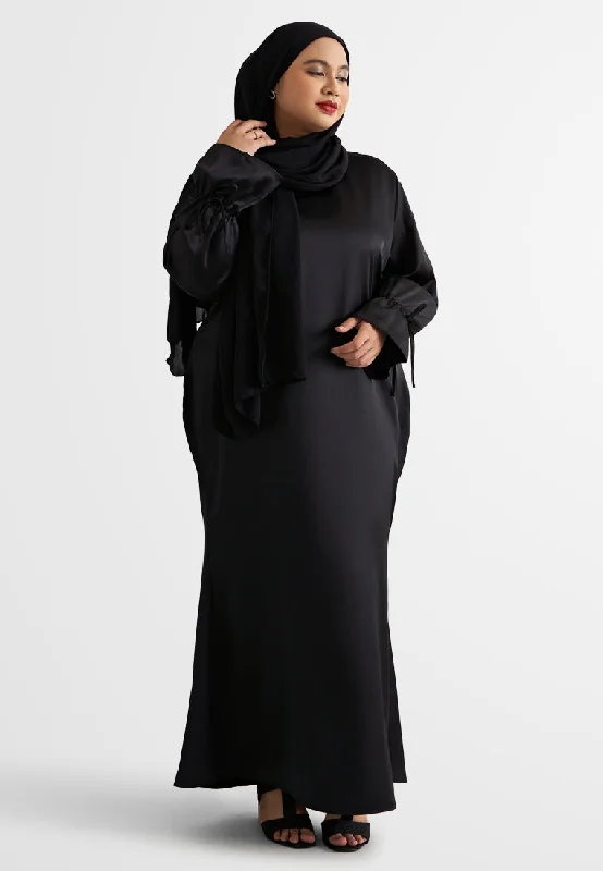Manisha Satin Elegant Long Sleeve Party Dress Tunics Top Casual