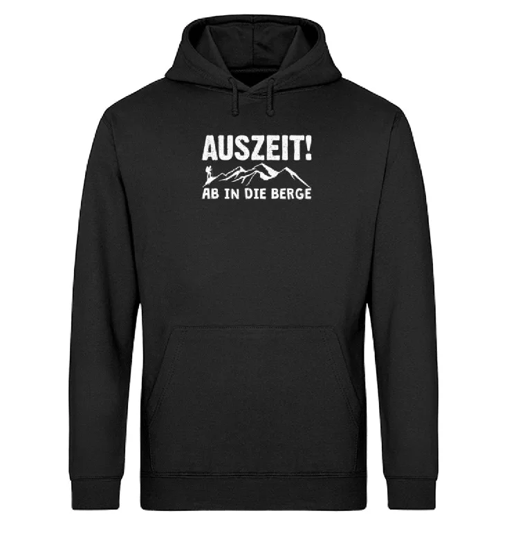 Auszeit, ab in die Berge - Unisex Organic Hoodie Hoodie with Illustration Artistic Creative