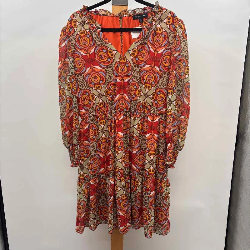 Inc Women's Size 14 Orange Print Dress Tunics Sophisticated sleek