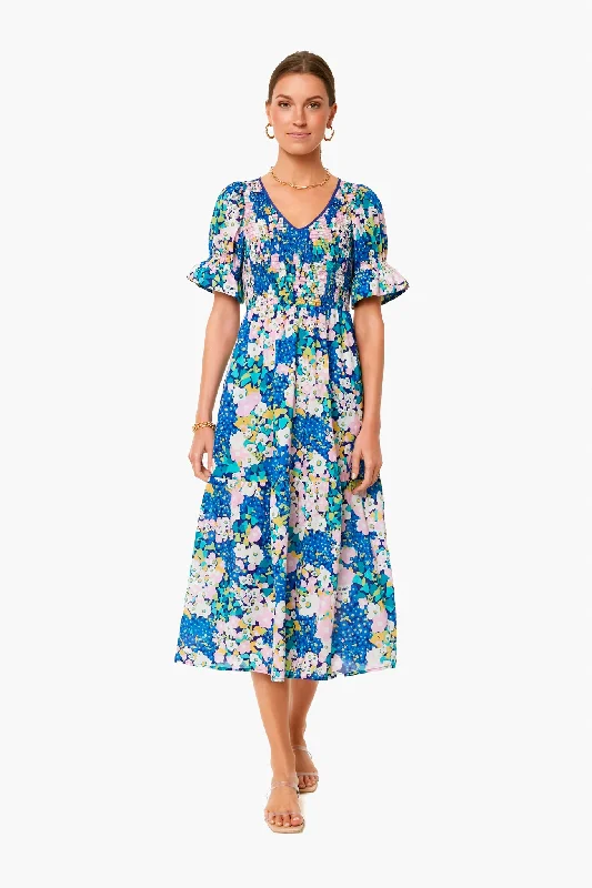 Floral V Neck Sussex Dress Tunics Print Colorful