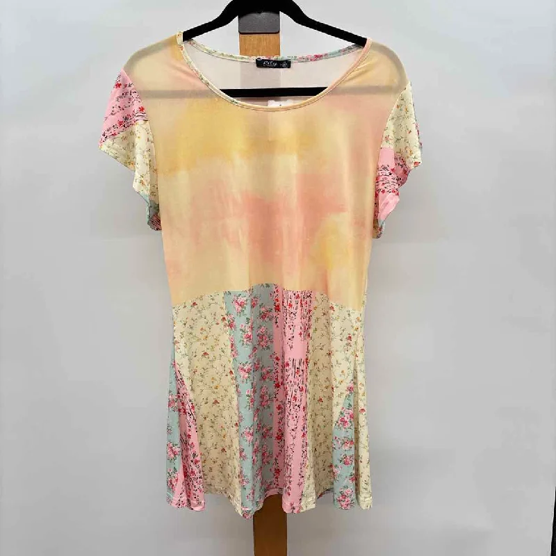 Lily Women's Size M Yellow Floral Dress Tunics Evening elegant