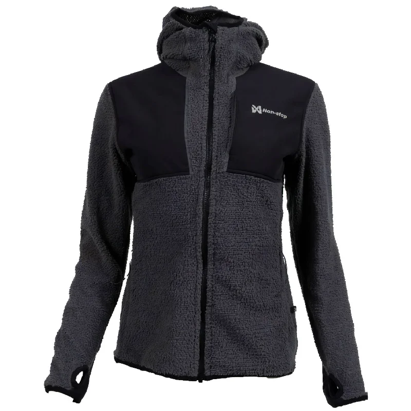 Non-Stop Dogwear FZ Women's Hoodie, Black/Grey Zip Hoodie Drawstring Kangaroo Pocket