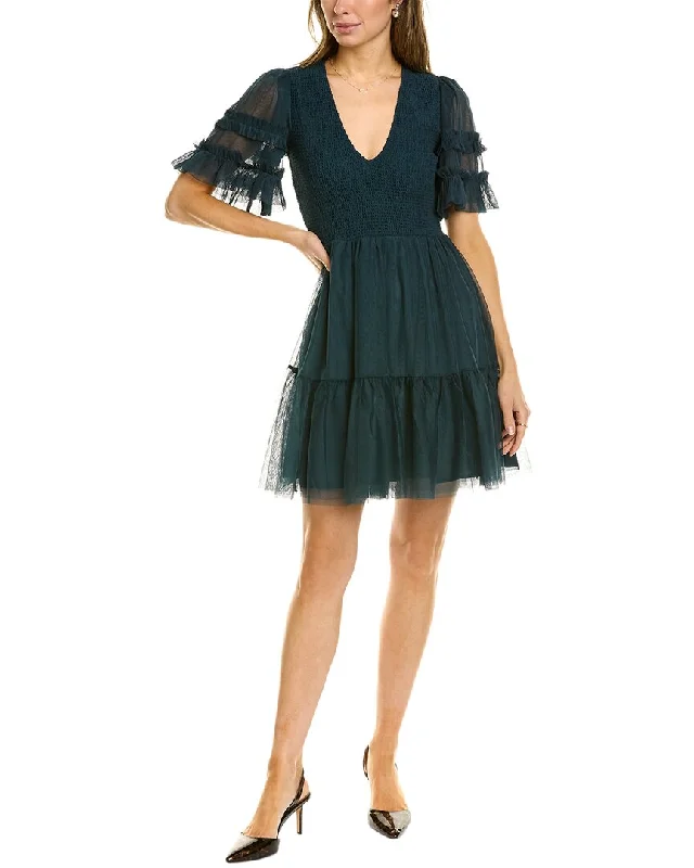Boden Tulle Smocked Mini Party Dress Tunics Short Trendy